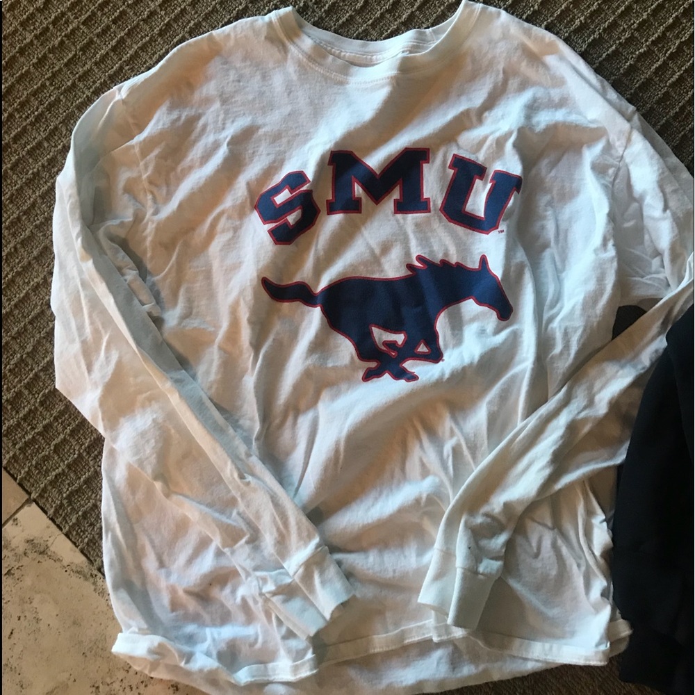 SMU white long sleeve tee size XL